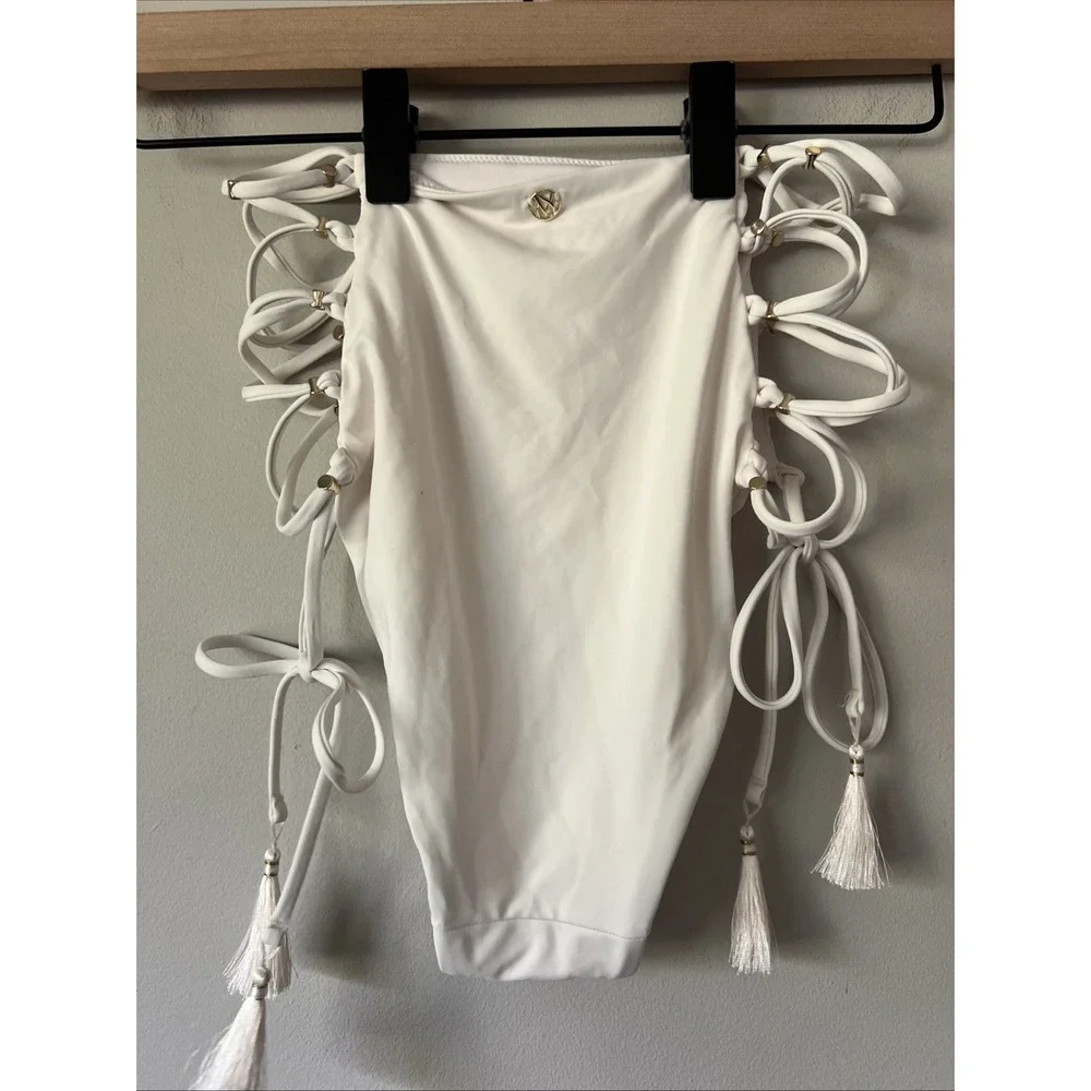 NWT Victoria's Secret Swim Caged Lace Up Tie Bikini Bottoms Size Small S Bridal